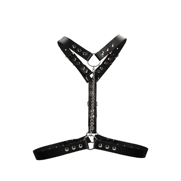 Twisted Bit Black Leather Harness - One Size - Black
