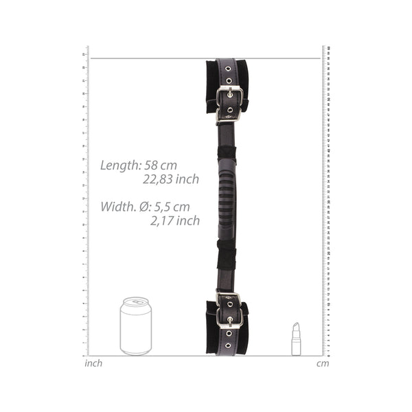 Bonded Leather Hand Cuffs With Handle - With Adjustable Straps