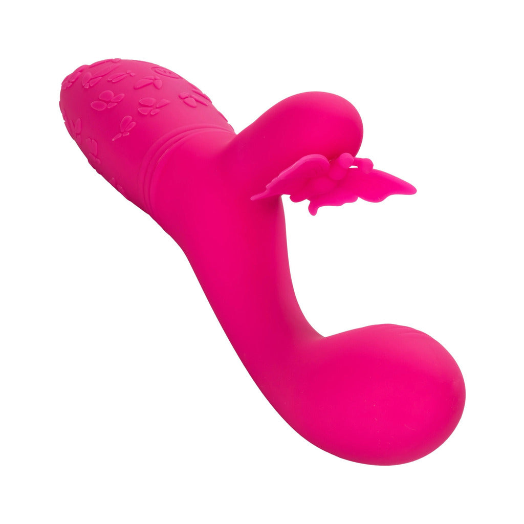 Silicone Rechargeable Dual Butterfly Couples Vibrating Cock Ring By  CalExotics - Pink