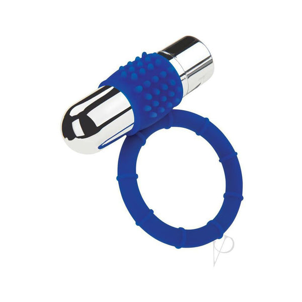 Zolo Rechargeable Vibrating Silicone Cock Ring - Navy/Silver