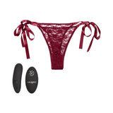 Remote Control Lace Thong Set - Burgundy