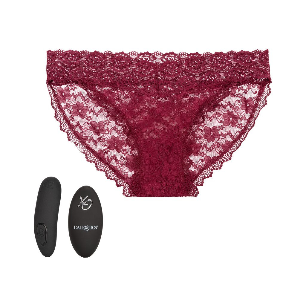 Remote Control Lace Panty Set - Burgundy