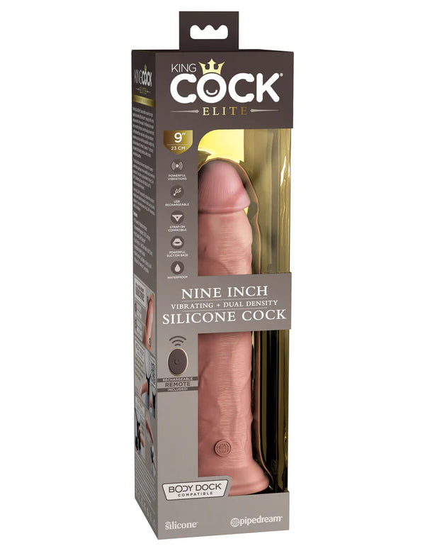9" Vibrating Silicone Dual Density Cock with Remote